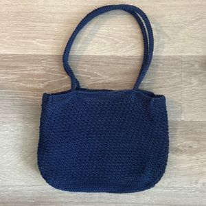 Vintage Handmade woven purse blue